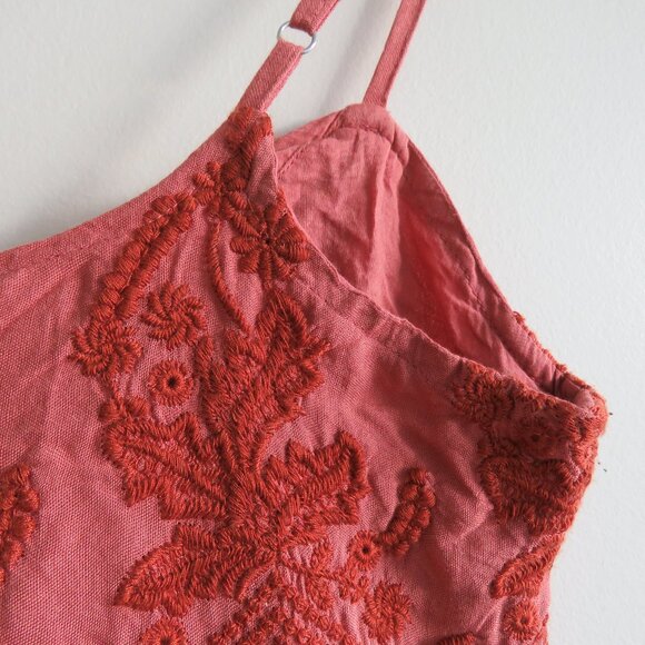URBAN OUTFITTERS Jamie Embroidered Babydoll Dress Boho in Terracotta - Size S - Picture 13 of 16